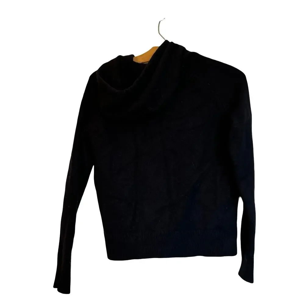 Banana Republic Cashmere Hoodie Black Hooded Sweater Minimalist Quiet Luxury M